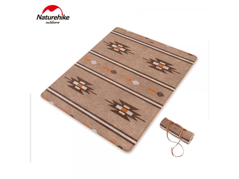 Плед Naturehike Outdoor Warm Geometric Carpet Woolt NH20FS036, полиэстер/шерсть, коричневый