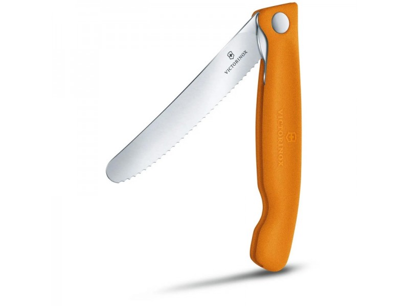Кухонный нож Victorinox SwissClassic Foldable Paring 11см закругл.нос, волн. (блистер)