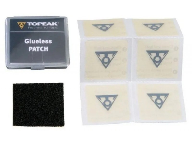 Велоаптечка Topeak Glueless Patch Kit б/клей заплаты 6шт+наждак+пласт футляр дисплей 20кпл