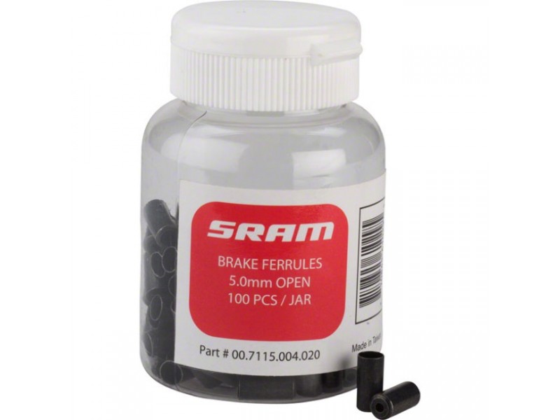 Конец боудена SRAM Brake Ferrules 5.0mm Brass Open Black 100-count Jar