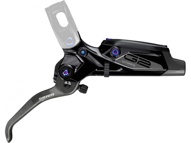 Ручка гальм SRAM LEVER ASSEMBLY - CARBON LEVER (ASSEMBLED, NO HOSE, INCLUDES BARB & OLIVE) GLOSS BLACK RAINBOW ANO- G2 ULT (A2)