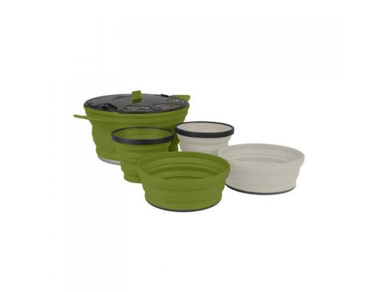 Набір посуду Sea to Summit X-Set 315pc -Storage Sack Included (Olive Pot, Olive Bowl & Mug, Sand Bowl & Mug) 