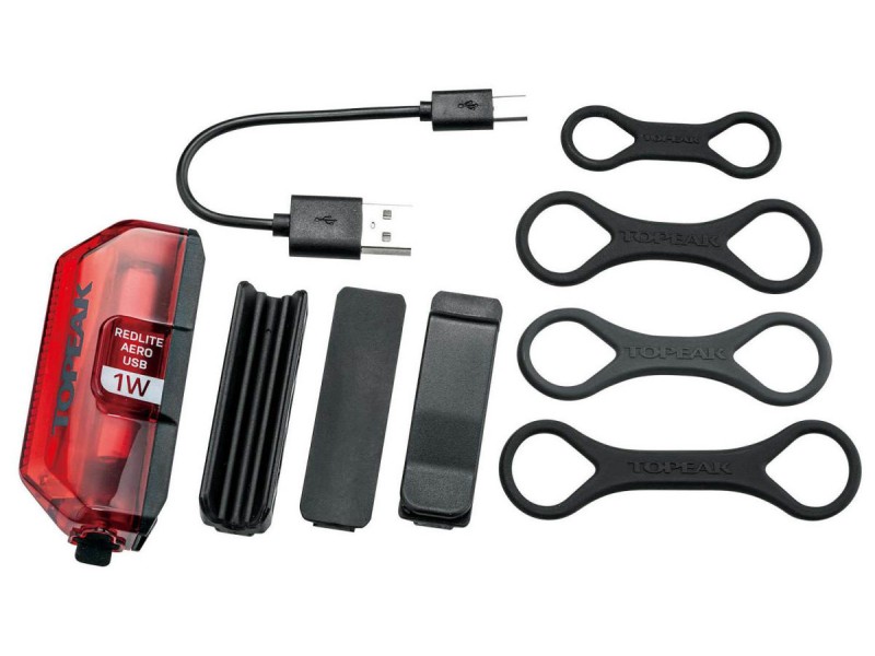 Фара задня диод Topeak RedLite Aero USB 1W 55люм 3 диоды 4 функции черный