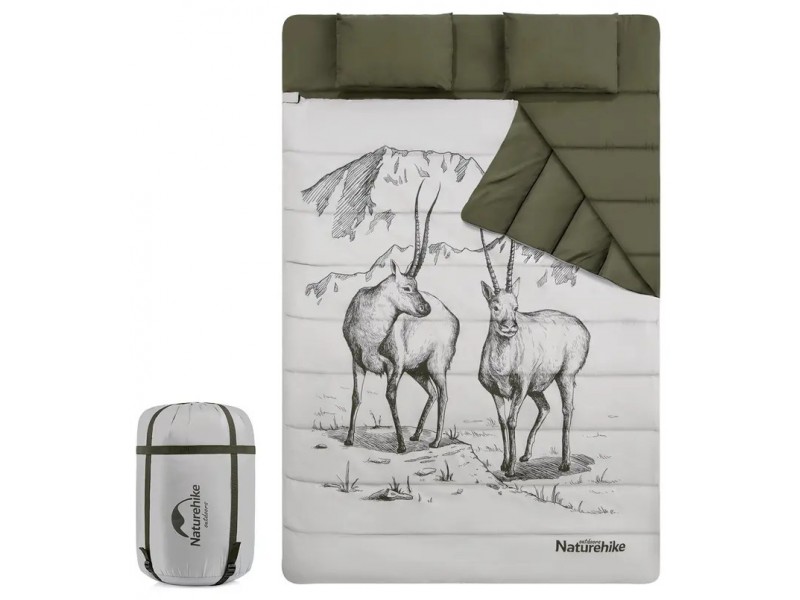 Спальный мешок двухместный с подушками Naturehike NH21MSD06, зеленый