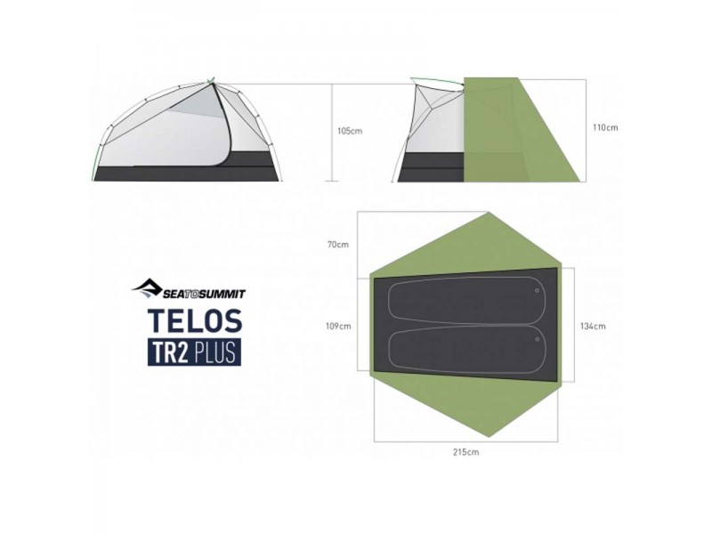 Намет двомісний Sea to Summit Telos TR2 Plus (Fabric Inner, Sil/PeU Fly, NFR, Green)